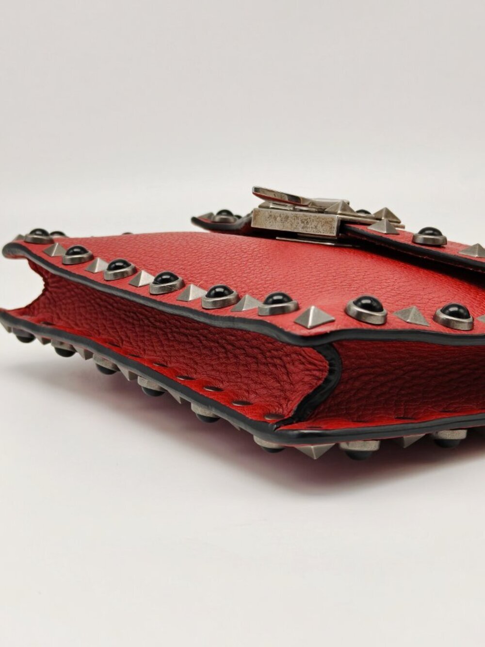 Valentino Garavani Rockstud Red Leather Crossbody Bag Studded Mini Shoulder Bag - Picture 8 of 13